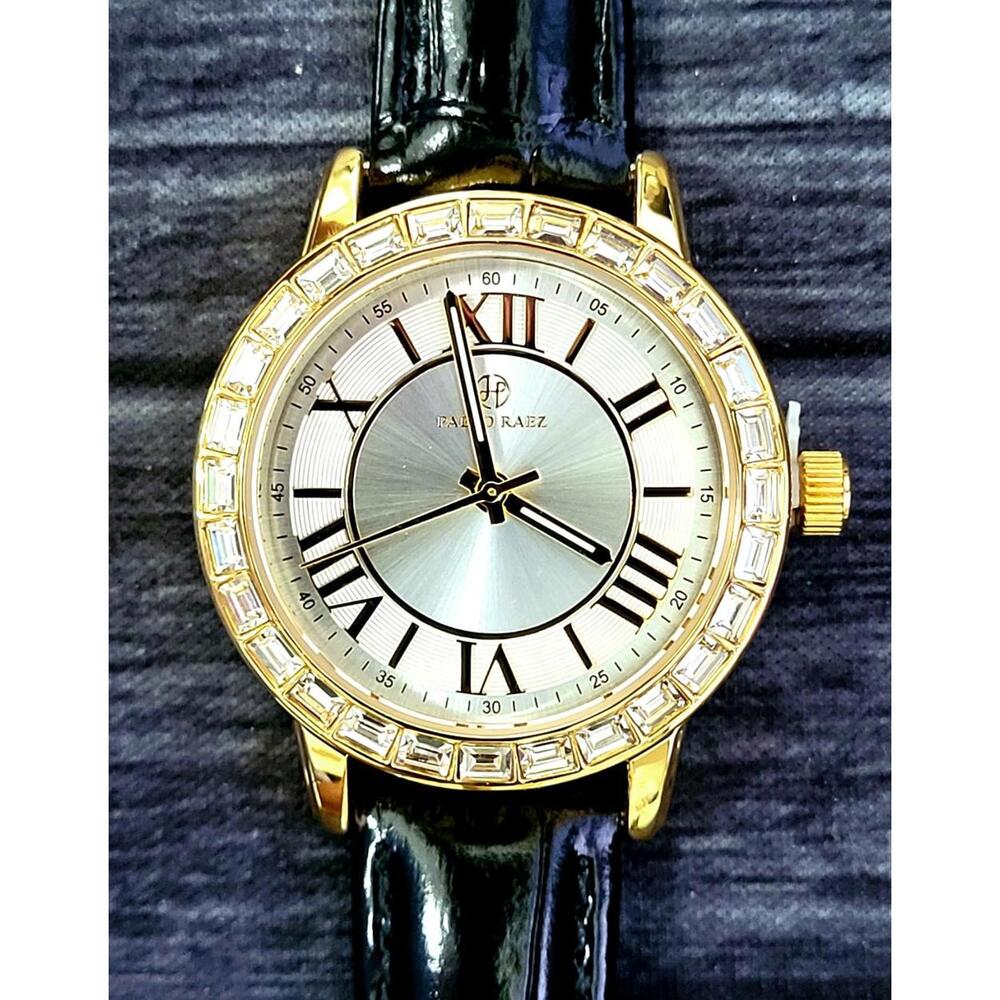 Rare‎ Pablo Raez 35mm Manhattan Gem Studded White Roman Watch